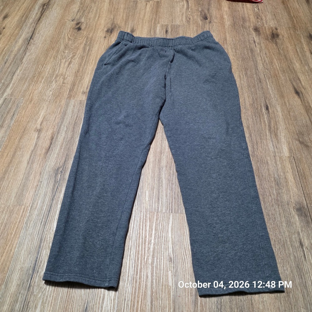 Zelos Mens Fleece Lined Sweatpants Charcoal Gray Straight Leg Size Large